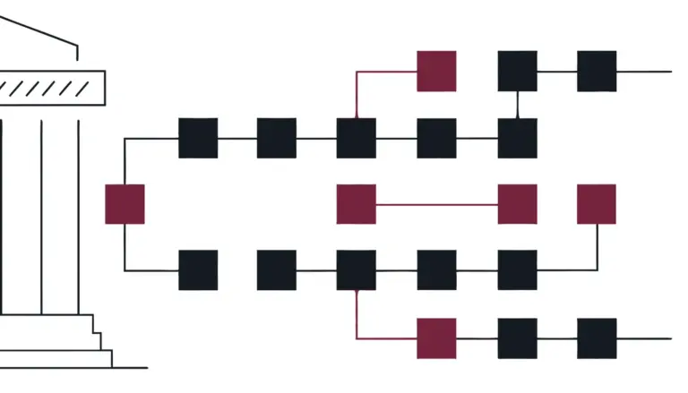 Diagram of bank payment routes split into deposit, withdrawal processing and settlement lanes